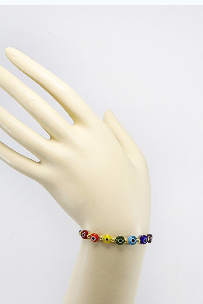 Çakra El Yapımı Cam Renkli Nazar Boncuklu Ayarlanabilir Asansörlü Bileklik, Hediyelik Bileklik