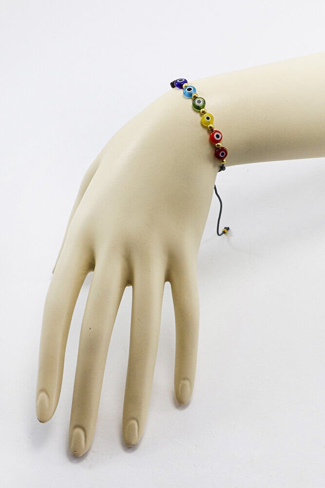 Çakra El Yapımı Cam Renkli Nazar Boncuklu Ayarlanabilir Asansörlü Bileklik, Hediyelik Bileklik