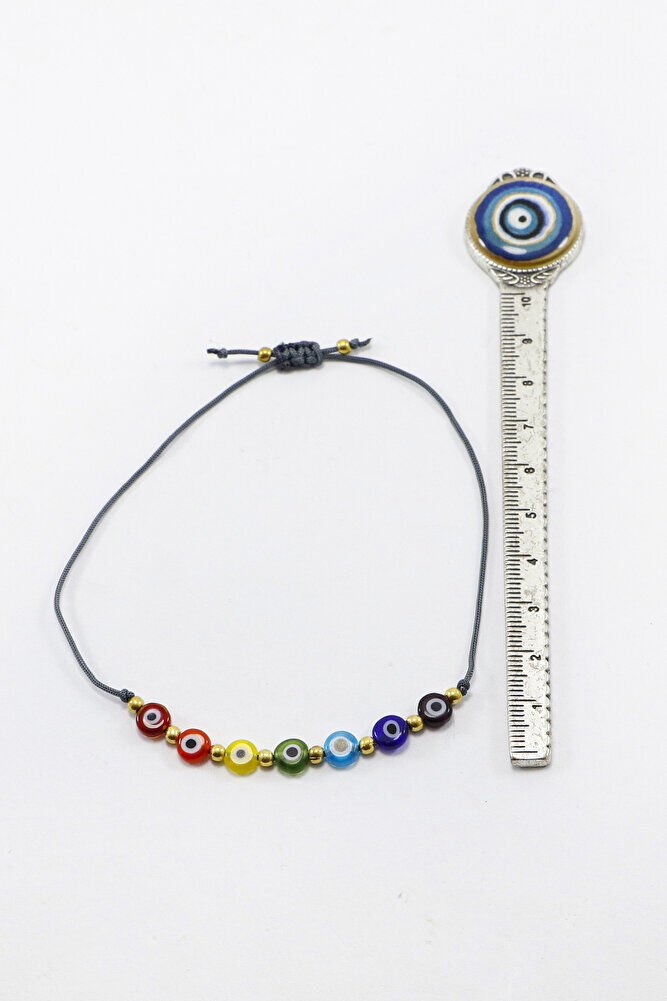 Çakra El Yapımı Cam Renkli Nazar Boncuklu Ayarlanabilir Asansörlü Bileklik, Hediyelik Bileklik