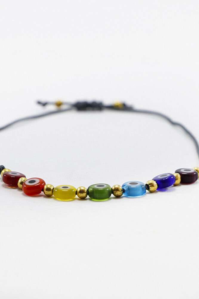 Çakra El Yapımı Cam Renkli Nazar Boncuklu Ayarlanabilir Asansörlü Bileklik, Hediyelik Bileklik
