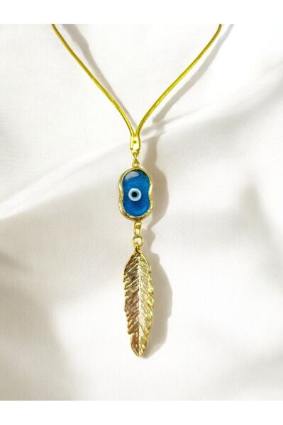 Turkuaz Modern Tasarım Nazar Boncuğu Araba Dikiz Ayna Süsü, Metal Yaprak Yeni Araba Hediyesi