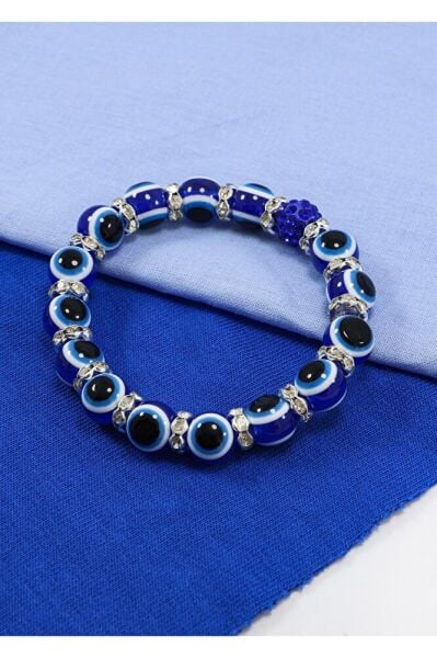 El Yapımı Lacivert Cam Nazar Boncuklu Bileklik, Hediyelik Nazar Boncuklu Bileklik