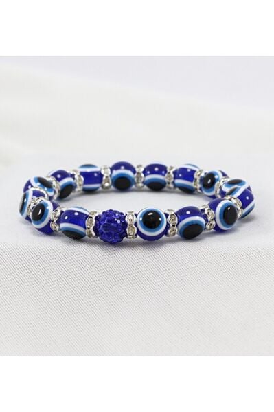 El Yapımı Lacivert Cam Nazar Boncuklu Bileklik, Hediyelik Nazar Boncuklu Bileklik