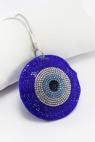 Keçe Üzerine Parlak Taşlı Nazarlı Araba Dikiz Ayna Süsü, Yeni Araba Hediyesi