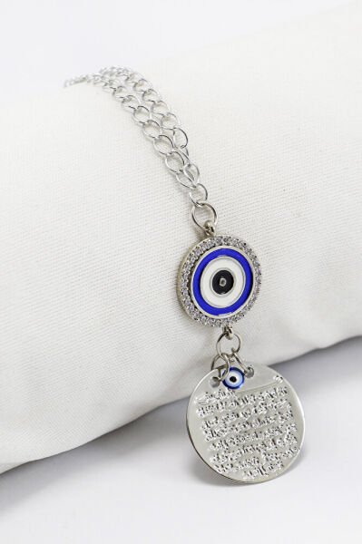 Parlak Taşlı Nazarlı Metal Ayetel Kürsi Araba Dikiz Ayna Süsü, Yeni Araba Hediyesi