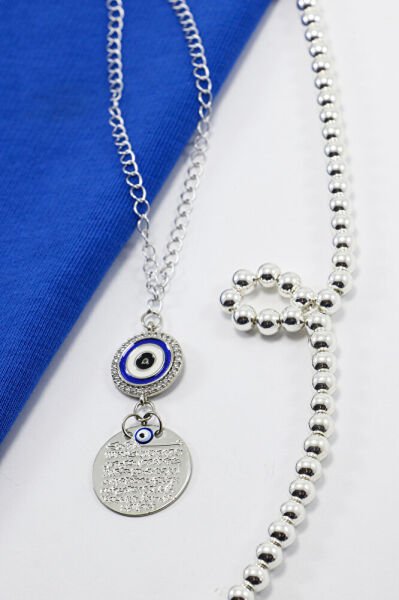 Parlak Taşlı Nazarlı Metal Ayetel Kürsi Araba Dikiz Ayna Süsü, Yeni Araba Hediyesi