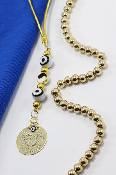 Yin Yang Figürlü Nazarlı Metal Ayetel Kürsi Araba Dikiz Ayna Süsü, Yeni Araba Hediyesi