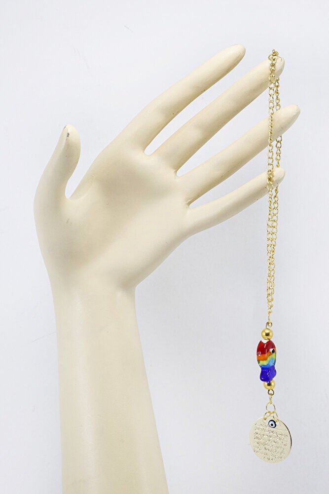 El Yapımı Renkli Cam Balıklı Ayarlanabilir Araba Dikiz Ayna Süsü, Yeni Araba Hediyesi