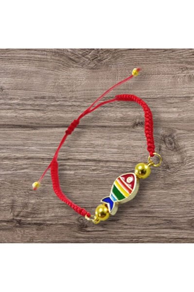 Renkli Metal Balık Kırmızı Bileklik El Yapımı Hediyelik Aksesuar