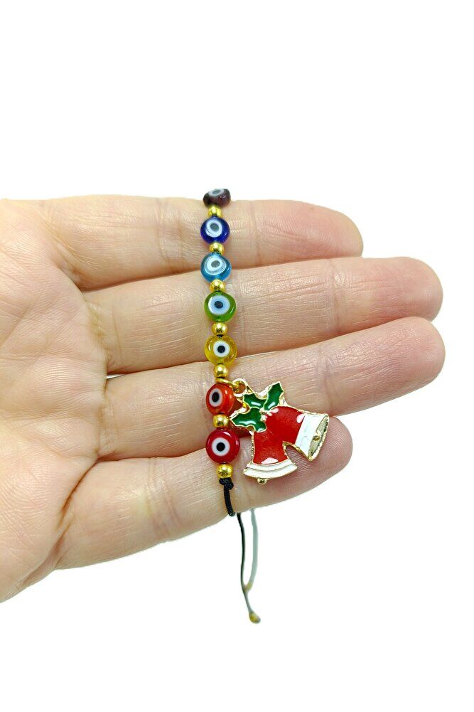 Nazar Boncuğu Bileklik El Yapımı Renkli Çakra, Çan Yılbaşı Figürü, Yeni Yıl Hediyesi