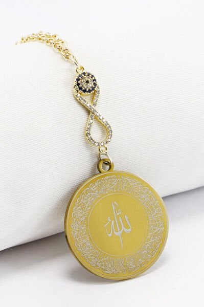 Zirkon Taşlı Sonsuzluk Aksesuarlı Allah Lafzı Ayetel Kürsi Felak Nas İhlas Dikiz Ayna Süsü (3,5)