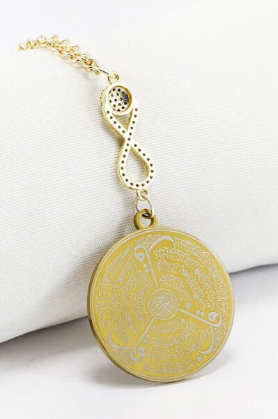 Zirkon Taşlı Sonsuzluk Aksesuarlı Allah Lafzı Ayetel Kürsi Felak Nas İhlas Dikiz Ayna Süsü (3,5)