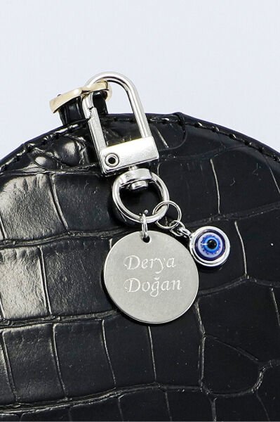 İsimli Kişiye Özel Nazar Boncuklu Metal Klipsli Cüzdan Süsü Charm Çanta Süsü Anneye Sevgiliye Hediye