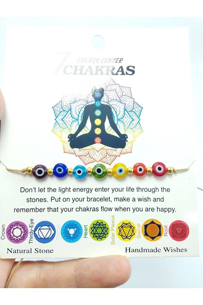 Nazar Boncuğu Bileklik El Yapımı Renkli Çakra Hediyelik Aksesuar
