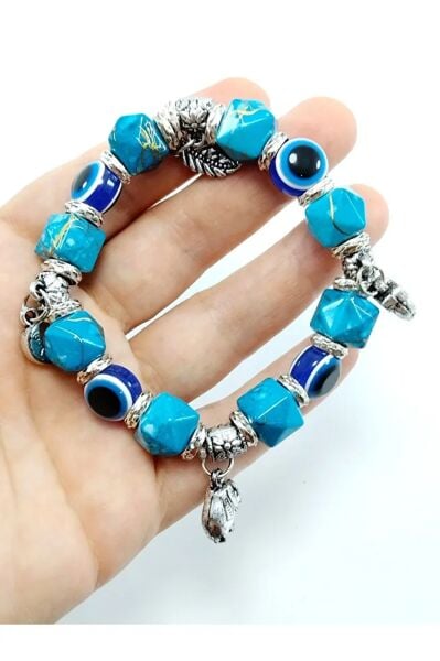 Turkuaz Nazar Boncuğu Bileklik Özel Tasarım El Yapımı Hediyelik Aksesuar