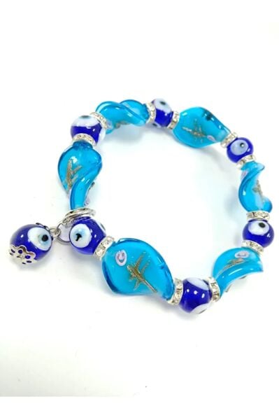 Cam Turkuaz Nazar Boncuğu Bileklik Özel Tasarım El Yapımı Hediyelik Aksesuar