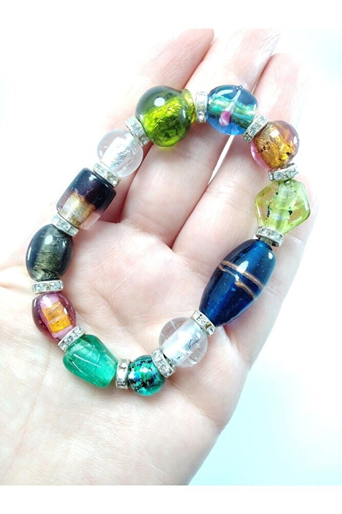 Cam Renkli Nazar Boncuğu Bileklik Özel Tasarım El Yapımı Hediyelik Aksesuar