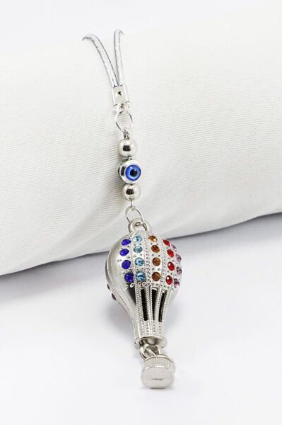 Renkli Parlak Taşlı Uçan Kapadokya Balonu Dikiz Ayna Süsü, Yeni Araba Hediyesi