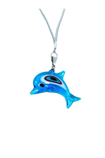 Murano Turquoise Dolphin Evil Eye Bead Car Rearview Mirror Ornament Handmade Luxury Glass Gift Accessory