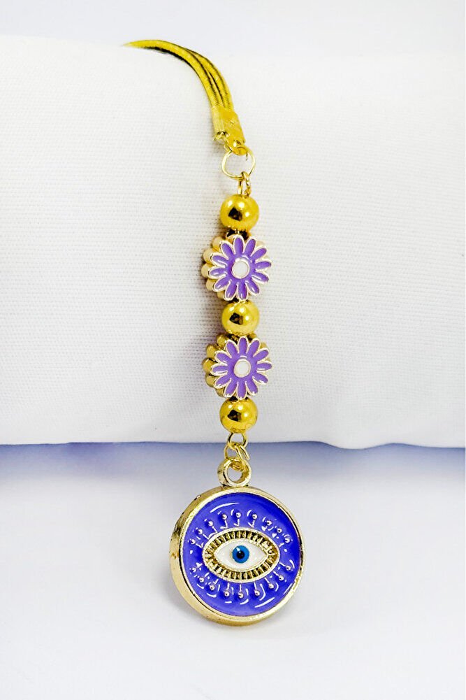 Lila Renkli Papatya Göz Figürü Araba Dikiz Ayna Süsü, Yeni Araba Hediyesi