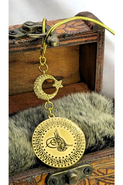 Dikiz Ayna Süsü, Çelik Tuğra Uç Parlak Taşlı Ay Hilal Nazar Boncuklu Yeni Araba Hediyesi