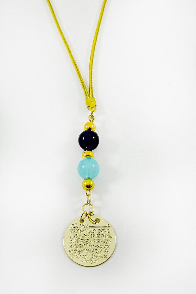 Renkli Boncuklu Metal Ayetel Kürsi Dualı Araba Dikiz Ayna Süsü, Yeni Araba Hediyesi