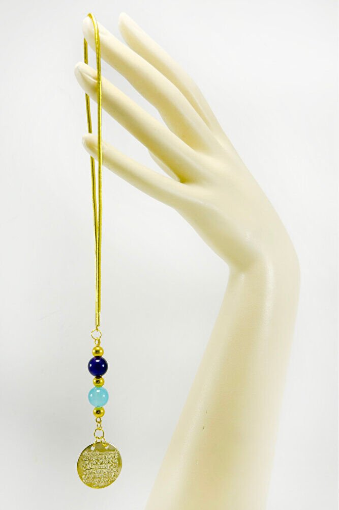 Renkli Boncuklu Metal Ayetel Kürsi Dualı Araba Dikiz Ayna Süsü, Yeni Araba Hediyesi