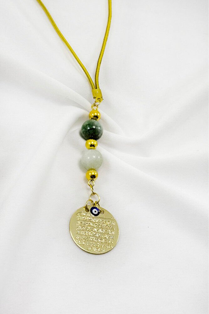 Renkli Boncuklu Metal Ayetel Kürsi Dualı Araba Dikiz Ayna Süsü, Yeni Araba Hediyesi