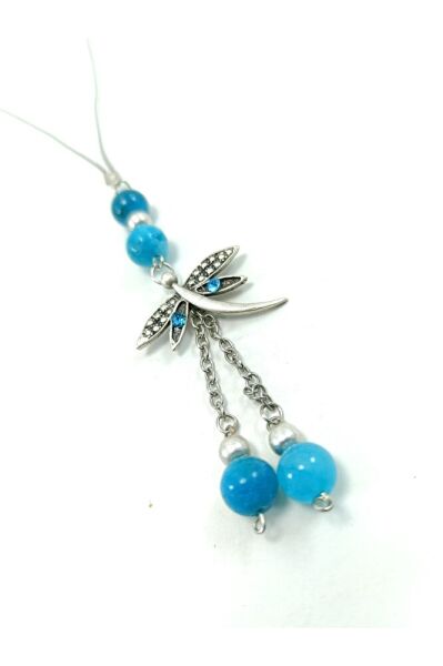 Turkuaz Parlak Taşlı Metal Yusufçukı Araba Dikiz Ayna Süsü, Yeni Araba Hediyesi