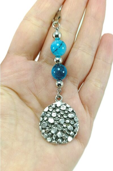 Turquoise Natural Stone Car Rearview Mirror Ornament, Design Metal New Car Gift