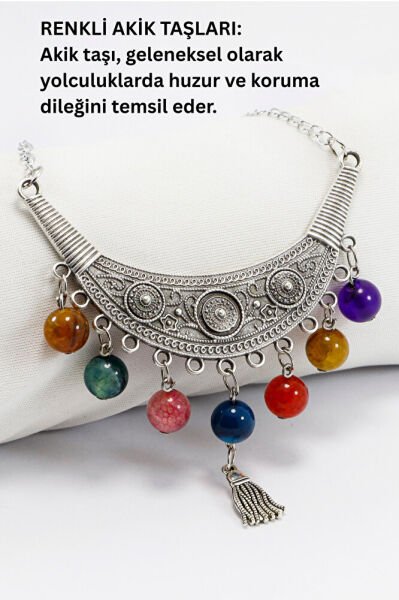Otantik Metal Premium Araba Dikiz Ayna Süsü, Farklı Renklerde Akik Taşları, VIP Hediyelik
