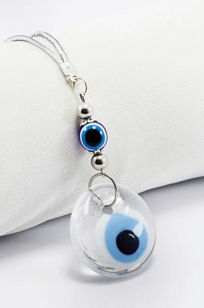 El Yapımı Saydam Cam Nazar Boncuklu Araba Dikiz Ayna Süsü, Yeni Araba Hediyesi