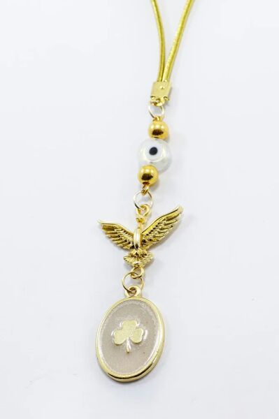 Yassı Boncuklu Anka Kuşu Sedefli Yonca Figürlü Araba Dikiz Ayna Süsü, Yeni Araba Hediyesi