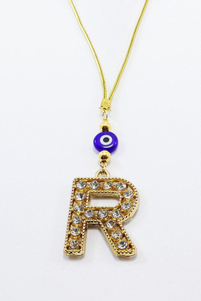 Gold Renkli Parlak Taşlı R Harfi Araba Dikiz Ayna Süsü, Yeni Harfli Araba Hediyesi