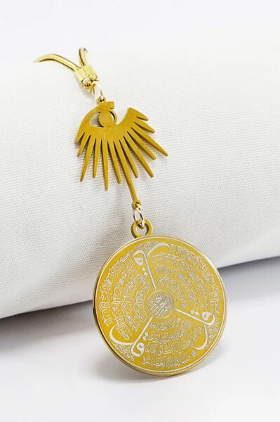 Zirkon Taşlı Göz Figürlü Ayetel Kürsi Allah Lafzı Felak Nas İhlas Komple Çelik Araba Ayna Süsü