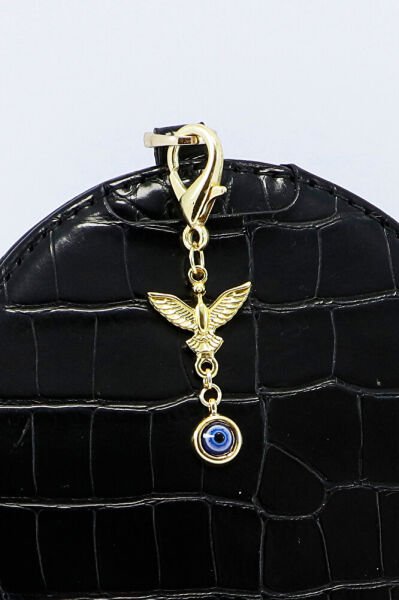 Metal Anka Kuşu Nazar Boncuğu Klipsli Cüzdan Süsü Charm Çanta Süsü Anahtarlık