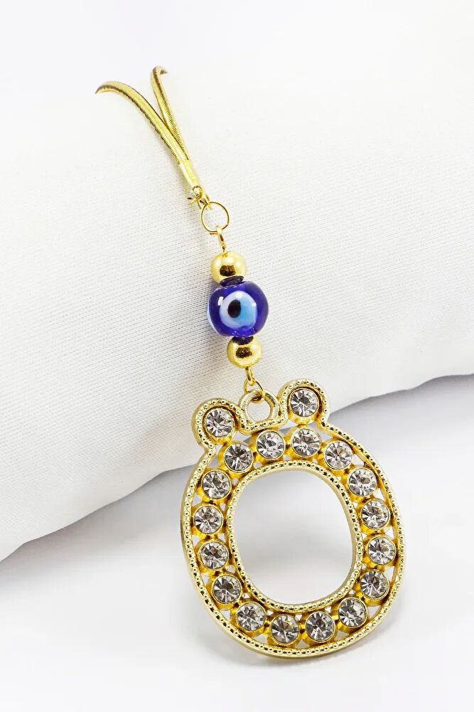 Gold Renkli Parlak Taşlı Ö Harfi Araba Dikiz Ayna Süsü, Yeni Harfli Araba Hediyesi