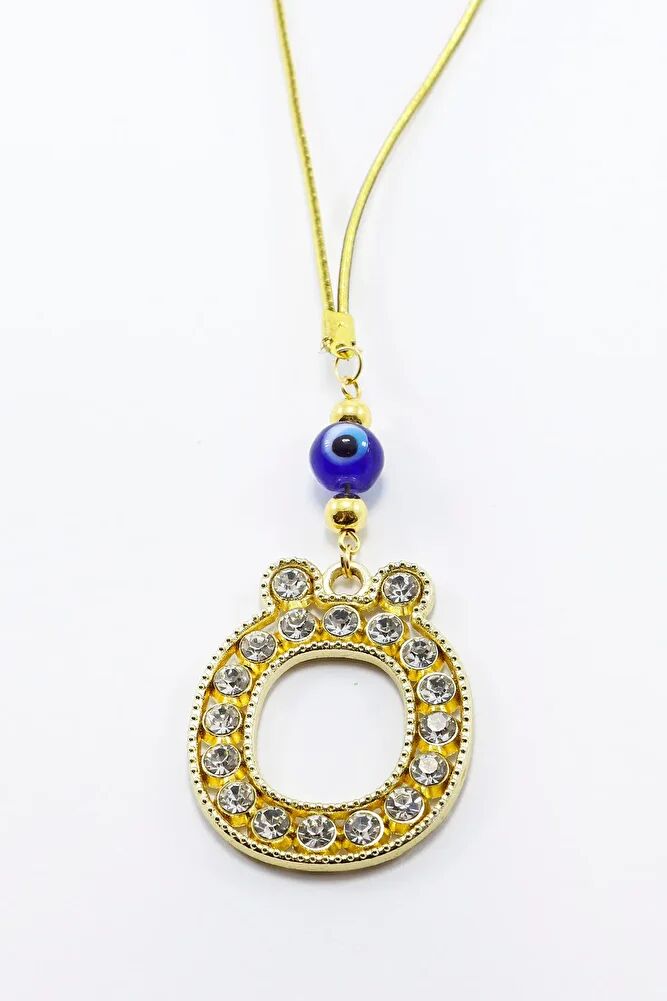 Gold Renkli Parlak Taşlı Ö Harfi Araba Dikiz Ayna Süsü, Yeni Harfli Araba Hediyesi