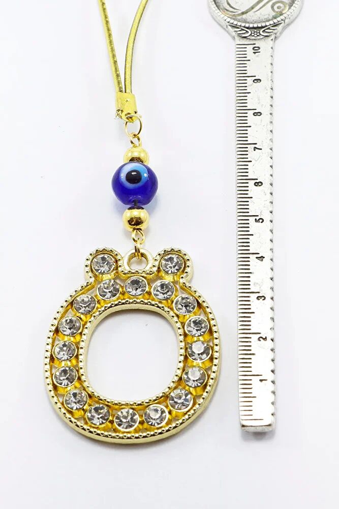 Gold Renkli Parlak Taşlı Ö Harfi Araba Dikiz Ayna Süsü, Yeni Harfli Araba Hediyesi