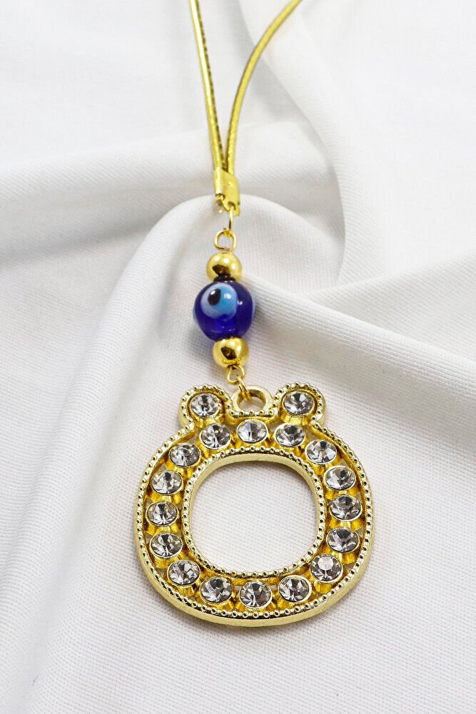 Gold Renkli Parlak Taşlı Ö Harfi Araba Dikiz Ayna Süsü, Yeni Harfli Araba Hediyesi