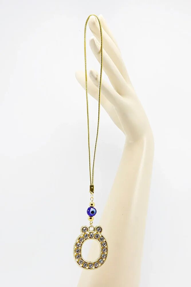 Gold Renkli Parlak Taşlı Ö Harfi Araba Dikiz Ayna Süsü, Yeni Harfli Araba Hediyesi