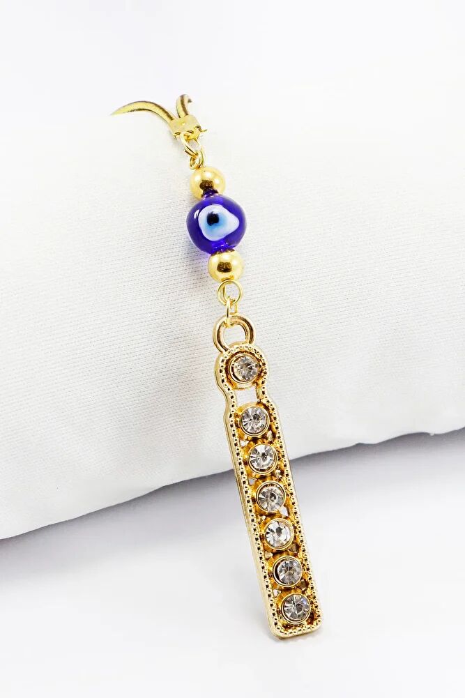 Gold Renkli Parlak Taşlı İ Harfi Araba Dikiz Ayna Süsü, Yeni Harfli Araba Hediyesi