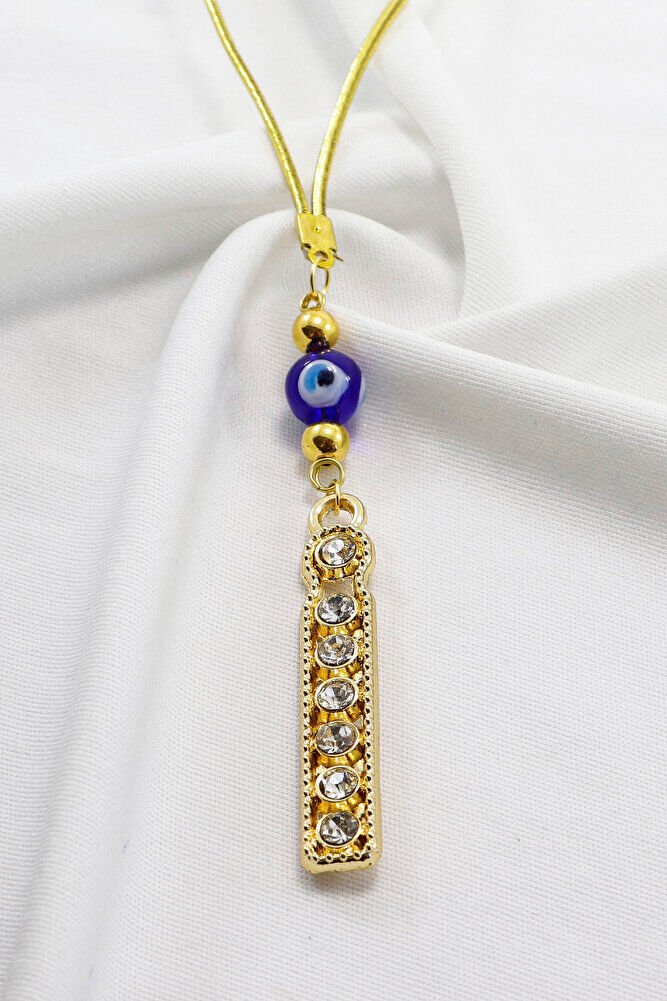 Gold Renkli Parlak Taşlı İ Harfi Araba Dikiz Ayna Süsü, Yeni Harfli Araba Hediyesi