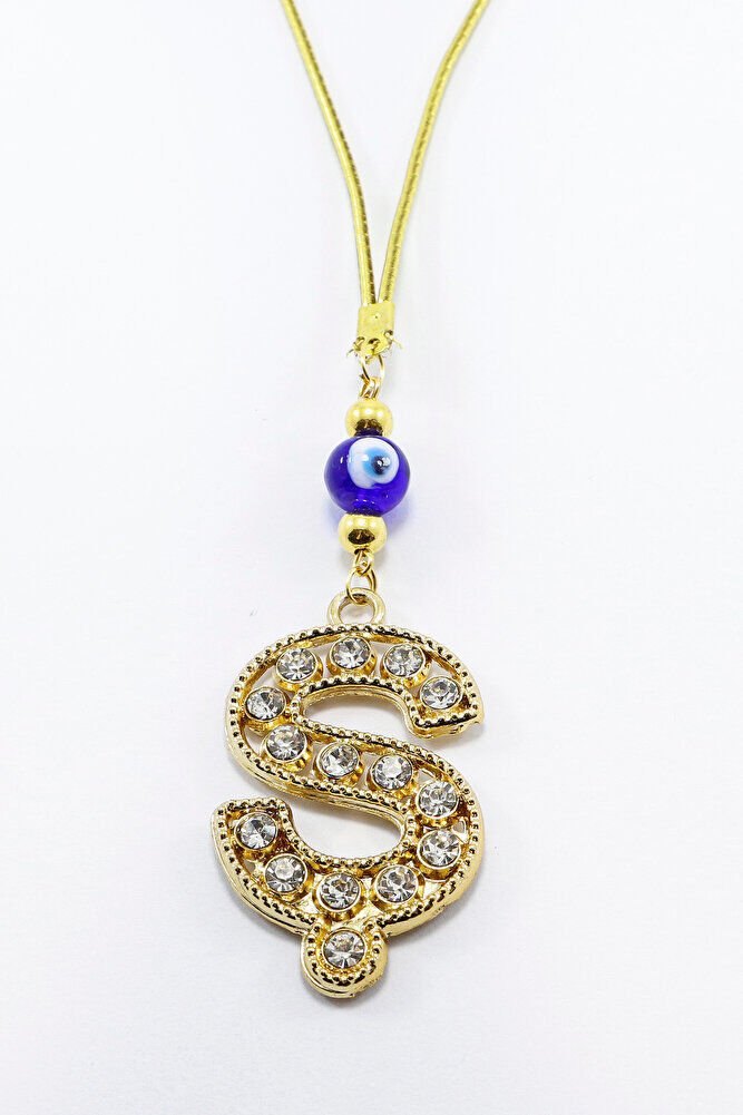 Gold Renkli Parlak Taşlı Ş Harfi Araba Dikiz Ayna Süsü, Yeni Harfli Araba Hediyesi