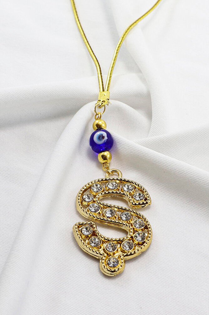 Gold Renkli Parlak Taşlı Ş Harfi Araba Dikiz Ayna Süsü, Yeni Harfli Araba Hediyesi