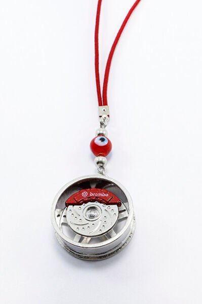 El Yapımı Kırmızı Nazarlı Jantlı Mini Araba Dikiz Ayna Süsü, Yeni Araba Hediyesi