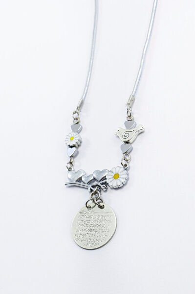 El Yapımı Papatyalı Kuşlu Metal Ayetel Kürsi Dualı Araba Dikiz Ayna Süsü, Yeni Araba Hediyesi