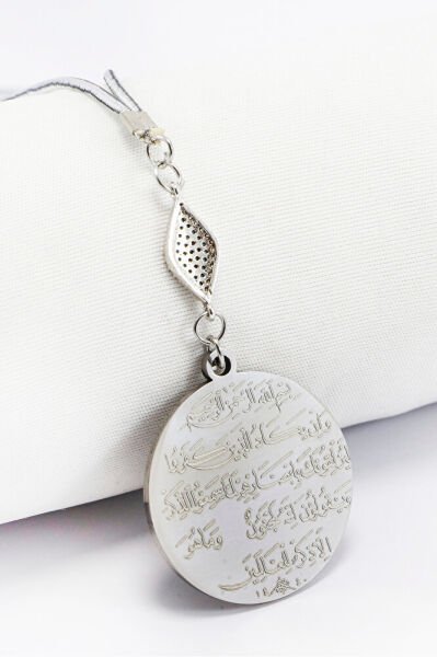 Zirkon Taşlı Nazar Gümüş Renkli Ayetel Kürsi Nazar Ayeti Paslanmaz Çelik Araba Dikiz Ayna Süsü