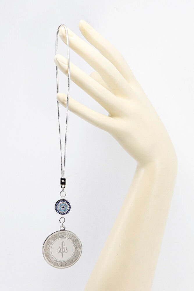 Zircon Stone Silver Color Ayetel Kursi Allah Word Falaq Nas Ihlas Stainless Steel Car Mirror Ornament