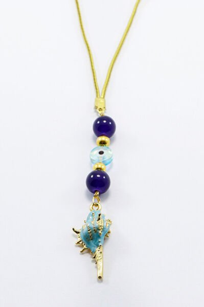 Lacivert Boncuklu Mavi Deniz Kabuklu Araba Dikiz Ayna Süsü Tarz Yeni Araba Hediyesi